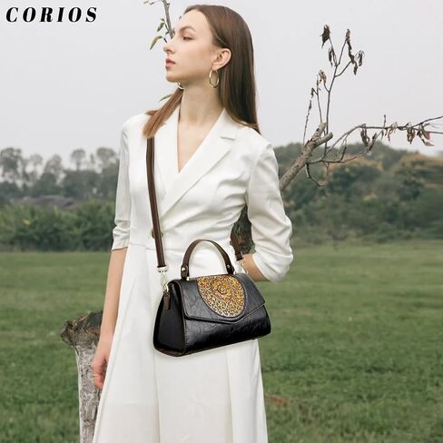 CORIOS Elegant Shoulder Bag PU Leather Handbag for Women Waterproof Top-handle Bag Ladies Crossbody Bag Small Satchel Bag in Kuwait