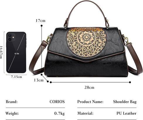 CORIOS Elegant Shoulder Bag PU Leather Handbag for Women Waterproof Top-handle Bag Ladies Crossbody Bag Small Satchel Bag in Kuwait