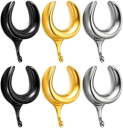 LADEMAYH 3 Pairs DIY Ear Dangle Gauges with Free Jump Rings, 316L Surgical Stainless Steel Saddle Plugs Tunnels, Men Women Ear Stretching Jewelry, 2g-1 3/16" (6mm-30mm) in Kuwait