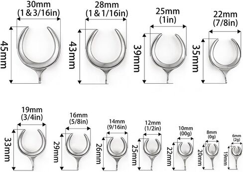 LADEMAYH 3 Pairs DIY Ear Dangle Gauges with Free Jump Rings, 316L Surgical Stainless Steel Saddle Plugs Tunnels, Men Women Ear Stretching Jewelry, 2g-1 3/16" (6mm-30mm) in Kuwait
