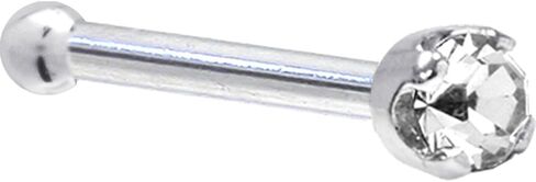 Solid 14k White Gold 2mm (0.030 cttw) Genuine Diamond Nose Stud Bone 20 Gauge 1/4" in Kuwait
