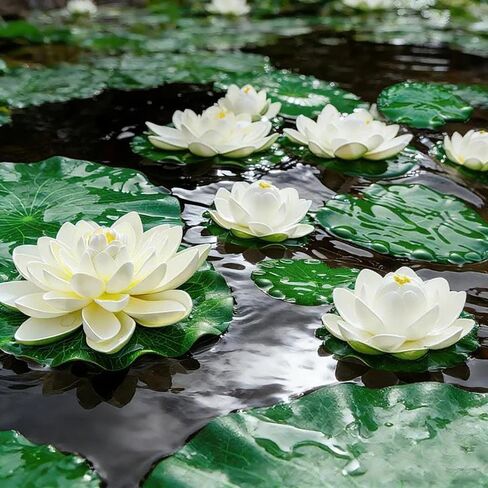 10 PCS Artificial Lotus, Lily Pad for Ponds, Realistic Water Floating Foam Lotuses Fake Lily Pad for Home Garden Patio Pond in Saudi Arabia