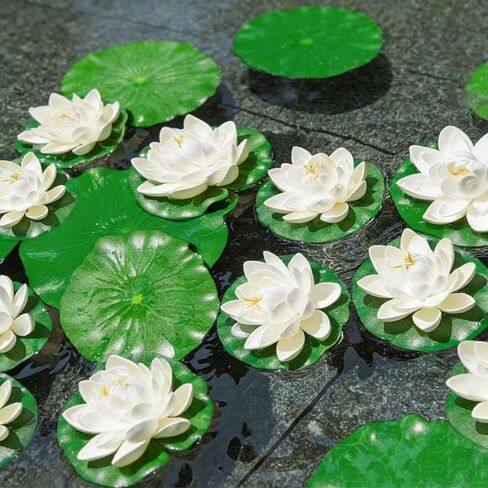 10 PCS Artificial Lotus, Lily Pad for Ponds, Realistic Water Floating Foam Lotuses Fake Lily Pad for Home Garden Patio Pond in Saudi Arabia