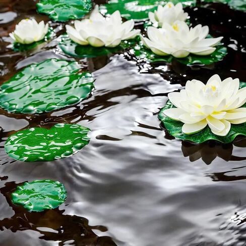 10 PCS Artificial Lotus, Lily Pad for Ponds, Realistic Water Floating Foam Lotuses Fake Lily Pad for Home Garden Patio Pond in Saudi Arabia