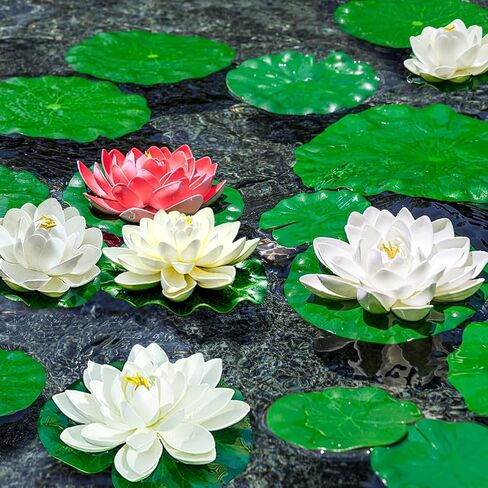 10 PCS Artificial Lotus, Lily Pad for Ponds, Realistic Water Floating Foam Lotuses Fake Lily Pad for Home Garden Patio Pond in Saudi Arabia