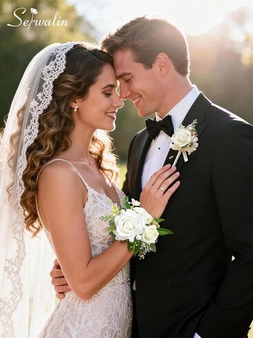 مجموعة Serwalin White Corsage and Boutonniere، مجموعة صدار معصم وعروة صناعية من الورد الاصطناعي لحفلة موسيقية، وحفلات العودة للوطن، وحفلات الزفاف، وحفلات الذكرى السنوية، وحفلات التخرج، وإكسسوارات الزهور in Kuwait