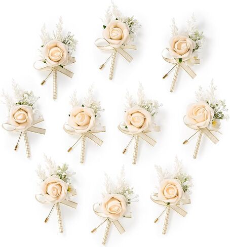مجموعة Serwalin White Corsage and Boutonniere، مجموعة صدار معصم وعروة صناعية من الورد الاصطناعي لحفلة موسيقية، وحفلات العودة للوطن، وحفلات الزفاف، وحفلات الذكرى السنوية، وحفلات التخرج، وإكسسوارات الزهور in Kuwait