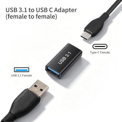 Rexus USB أنثى إلى محول أنثى USB C [2 حزمة] ، شحن سريع 100 واط ، ناقل حركة بيانات عالي السرعة 10 جيجابايت ، محول النوع C للكمبيوتر المحمول ، والهاتف الذكي المتوافق مع iOS ، Android (U31_FA2FC) in Kuwait
