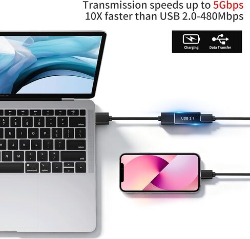 Rexus USB أنثى إلى محول أنثى USB C [2 حزمة] ، شحن سريع 100 واط ، ناقل حركة بيانات عالي السرعة 10 جيجابايت ، محول النوع C للكمبيوتر المحمول ، والهاتف الذكي المتوافق مع iOS ، Android (U31_FA2FC) in Kuwait