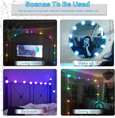 Vanity Lights for Mirror, 14-Bulb RGB Colorful DIY Hollywood Makeup Vanity Mirror Dimmable Lights in Saudi Arabia