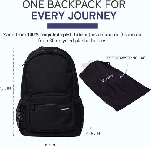 augustnoa Classic Noa Backpack | Fits 17" Laptop | Water-Resistant, 10 Pockets, Tablet Pocket & Drawstring Bag | Ideal for Work, School, Gym & Travel | Stylish and Comfortable Everyday Backpack in Saudi Arabia
