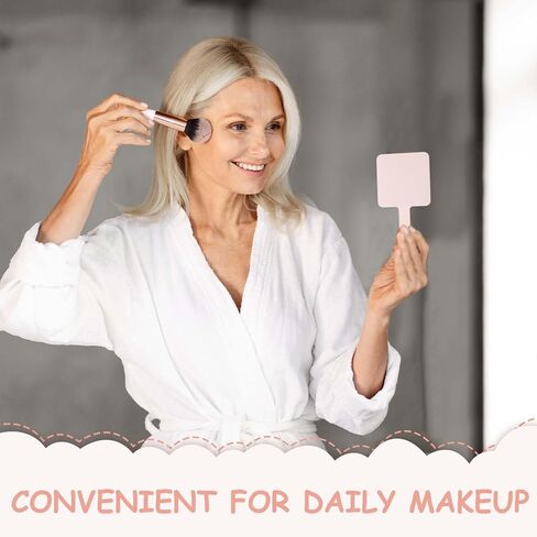 uxcell 2 Pcs Hand Mirror with Handle, 5" Square Travel Makeup Mirror Single-Sided Portable for Women Girls Cosmetic Lash Home Travel, White in Kuwait