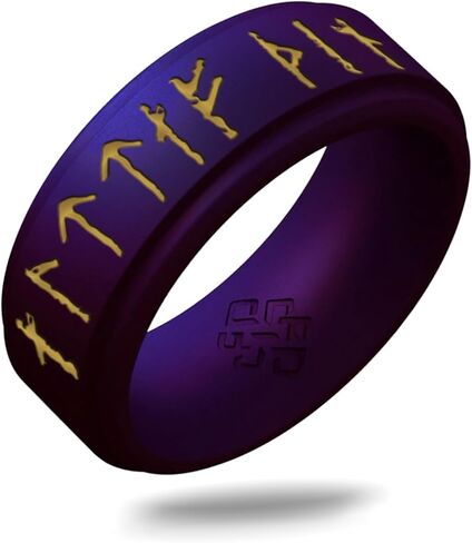 Knot Theory Viking Silicone Ring - Yours Always in Rune Characters Breathable Comfort Fit - Valentine's Engagement Mens Wedding Band in Saudi Arabia