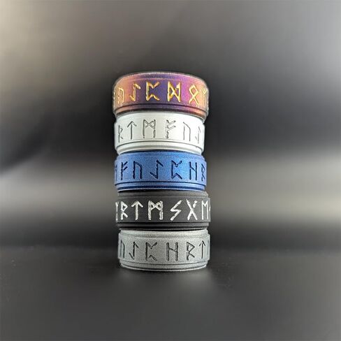 Knot Theory Viking Silicone Ring - Yours Always in Rune Characters Breathable Comfort Fit - Valentine's Engagement Mens Wedding Band in Saudi Arabia