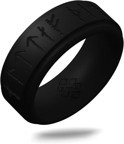 Knot Theory Viking Silicone Ring - Yours Always in Rune Characters Breathable Comfort Fit - Valentine's Engagement Mens Wedding Band in Saudi Arabia
