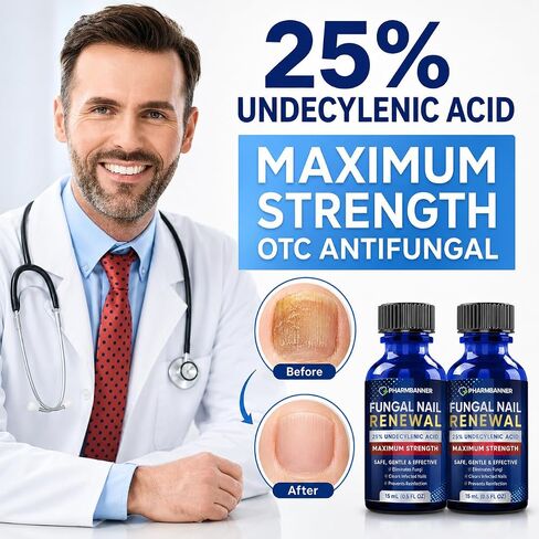 Nail Fungus Treatment Extra Strength: 25% Undecylenic Acid Formula – Toenail Fungus Treatment Kit with Brush & File for Ingrown Nails, Discoloration & Brittle Nails, Thick-Looking, Rough-Looking in Saudi Arabia