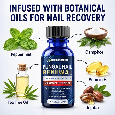 Nail Fungus Treatment Extra Strength: 25% Undecylenic Acid Formula – Toenail Fungus Treatment Kit with Brush & File for Ingrown Nails, Discoloration & Brittle Nails, Thick-Looking, Rough-Looking in Saudi Arabia