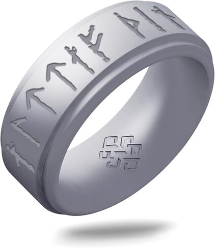 Knot Theory Viking Silicone Ring - Yours Always in Rune Characters Breathable Comfort Fit - Valentine's Engagement Mens Wedding Band in Saudi Arabia