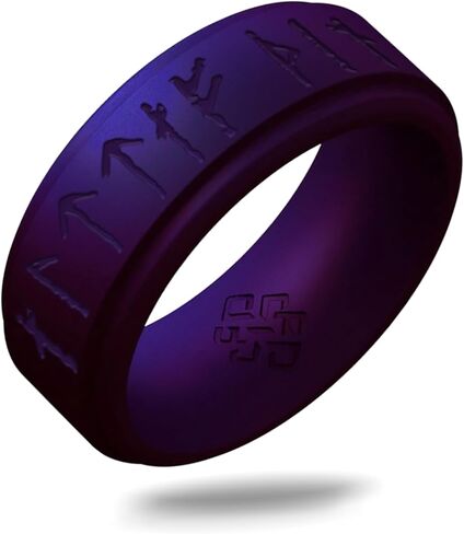 Knot Theory Viking Silicone Ring - Yours Always in Rune Characters Breathable Comfort Fit - Valentine's Engagement Mens Wedding Band in Saudi Arabia
