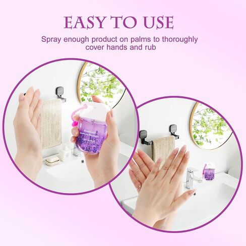 4Pack Hand Sanitizer Spray Keychain, Mini Travel-Size Portable Power Mist Sprayer for Women Teens Kids, Enriched with Mineral Oil & Aloe Vera for Moisturizing (Vanilla, Strawberry, Orange, Lavender) in Saudi Arabia