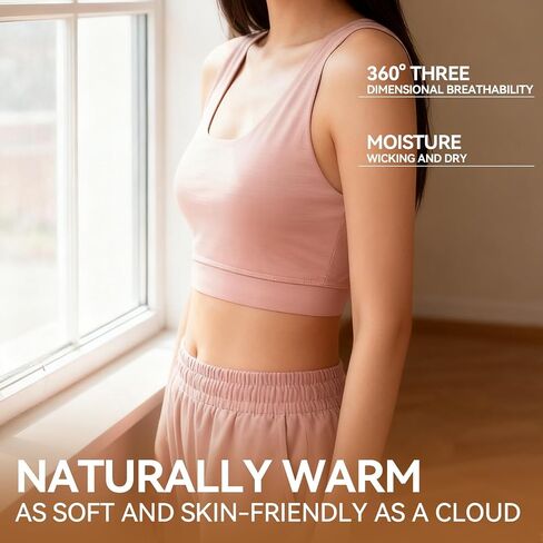 Women's 100% Merino Wool Sports Bra, Soft Seamless Yoga Bra for Workout, Hiking, and Daily Wear. in Saudi Arabia