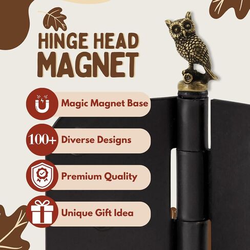 SnugMag Brass Owl Hinge Heads Decorative Topper - Magnetic Door Hinge Toppers Set of 3 - Bird Magnet Charms for Home Decoration - Whimsical Gift Idea in Kuwait