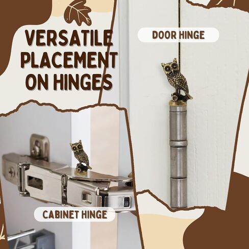 SnugMag Brass Owl Hinge Heads Decorative Topper - Magnetic Door Hinge Toppers Set of 3 - Bird Magnet Charms for Home Decoration - Whimsical Gift Idea in Kuwait