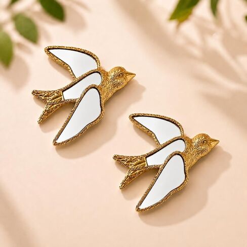 Chotigo 2 Packs Vintage Wall Decor, Gold Wall Sculpture Art, Hanging Bird Wall Art, Resin 3D Antique Decorative Bird Home Decor, 6 inch in Kuwait