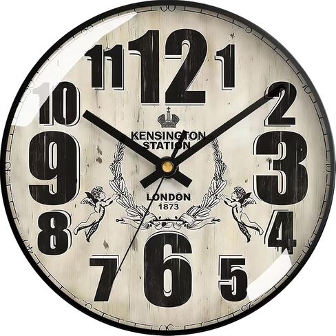 Vintage Italian Roman Numeral Silent Wall Clock – Black Metal Frame, High-Clarity Glass, Bold Antique Numbers – Decorative for Living Room, Study, Dining Room, Bedroom – Quality Home Choice(12in) in Kuwait