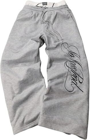 SHENHE Men's Double Waisted Baggy Sweatpants Graphic Embroidery Drawstring Hip Hop Pants in Kuwait