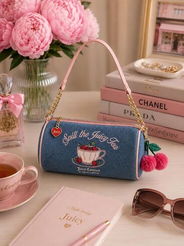 Juicy Couture Sweet Tea Party Barrel Shoulder Bag, 9.5" W x 4" H x 4" D in Kuwait
