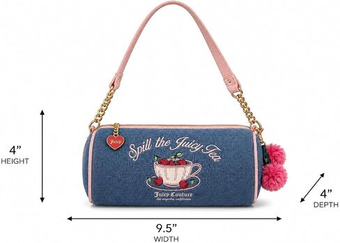 Juicy Couture Sweet Tea Party Barrel Shoulder Bag, 9.5" W x 4" H x 4" D in Kuwait