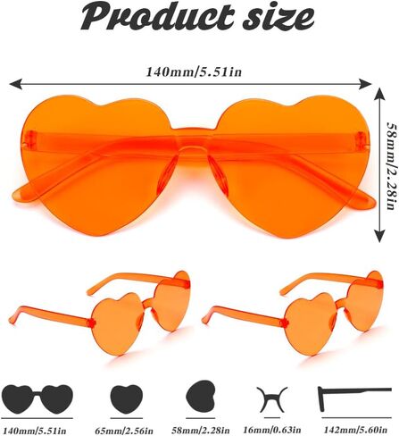 Hoosmoon Bachelorette Sunglasses Orange Sunglasses Heart Shaped Sunglasses Heart Sunglasses for Women Disco Accessories Women Funny Womens Sunglasses Bulk Halloween Decorations Festival in Saudi Arabia