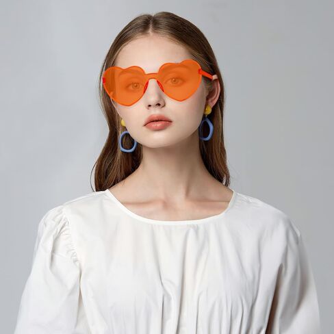Hoosmoon Bachelorette Sunglasses Orange Sunglasses Heart Shaped Sunglasses Heart Sunglasses for Women Disco Accessories Women Funny Womens Sunglasses Bulk Halloween Decorations Festival in Saudi Arabia