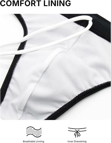 MIZOK Mens Thong Swimwear Sexy Solid Bikini Swimsuit Quick Dry Bathing Suit Black M in Kuwait