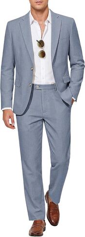 MAGE MALE Men's 2 Piece Linen Suits Casual Lightweight Blazer Jackets and Pants for Wedding Business Prom in Kuwait