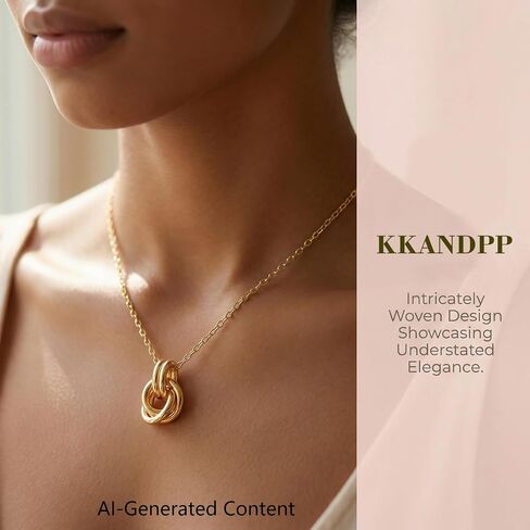 Pendant Necklace for Women, 18K Gold Plated Dainty Chain Knot Choker Necklace, Simple Gold Knot Necklaces Trendy Jewelry Gifts for Women in Saudi Arabia
