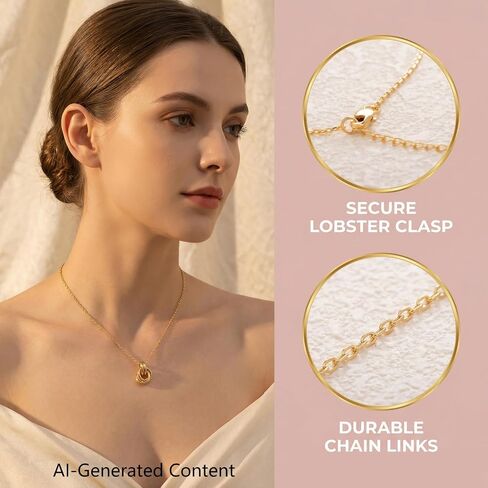 Pendant Necklace for Women, 18K Gold Plated Dainty Chain Knot Choker Necklace, Simple Gold Knot Necklaces Trendy Jewelry Gifts for Women in Saudi Arabia