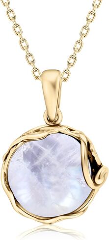 14K Gold Plated Moonstone Necklace for Women - Gold Over Silver Moonstone Pendant - June Birthstone - Gold Wedding Jewelry- Long Statement Necklace - Gold Turquoise Necklace in Saudi Arabia