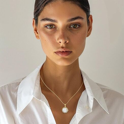 14K Gold Plated Moonstone Necklace for Women - Gold Over Silver Moonstone Pendant - June Birthstone - Gold Wedding Jewelry- Long Statement Necklace - Gold Turquoise Necklace in Saudi Arabia