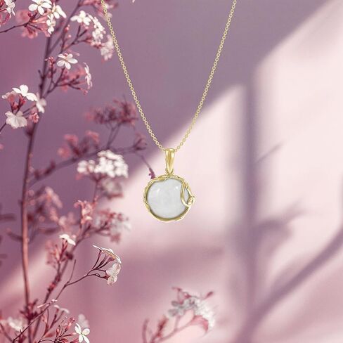 14K Gold Plated Moonstone Necklace for Women - Gold Over Silver Moonstone Pendant - June Birthstone - Gold Wedding Jewelry- Long Statement Necklace - Gold Turquoise Necklace in Saudi Arabia