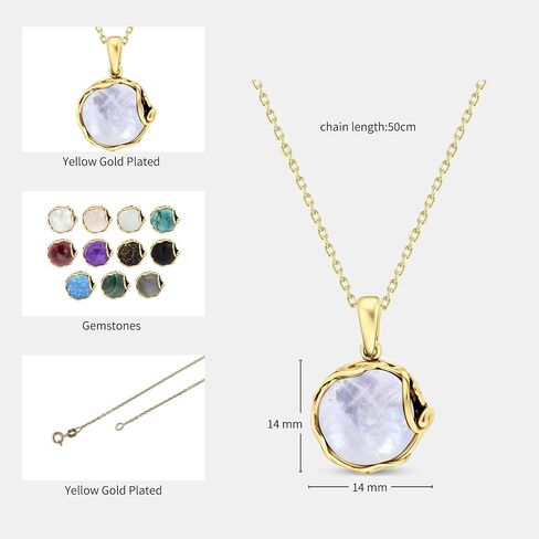 14K Gold Plated Moonstone Necklace for Women - Gold Over Silver Moonstone Pendant - June Birthstone - Gold Wedding Jewelry- Long Statement Necklace - Gold Turquoise Necklace in Saudi Arabia