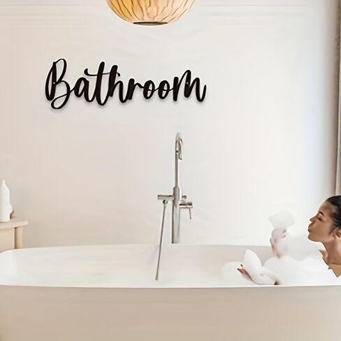 Letter Bathroom Black Metal Wall Decor Bathroom Wall Art Letter Metal Wall Hanging for Living Room Bathrooms in Kuwait