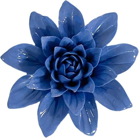 AMERRY 3D Handmade Porcelain Flower Wall Art Decor, 3D Ceramic Flower Wall Decor, Home Office Decor, Unique Gift for Home Office Decor,Girls (Paeonia Lactiflora,Dark Blue, 2.76") in Saudi Arabia