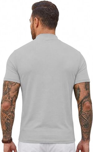 Men's Mock Turtleneck T-Shirts Short Sleeve Lightweight Soft Basic Solid Pullover Undershirt Tops in Saudi Arabia