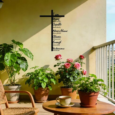 Zckjnoi Metal Cross Wall Art – Large Black Iron Jesus Cross for Home Decor, Christian Scripture Wall Hanging, Religious Wall Decor for Living Room, Church, Bedroom, 21" x 14" in Saudi Arabia