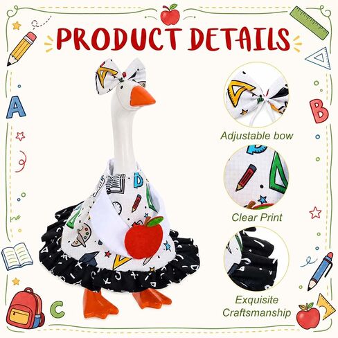 JcHrmers 2 Sets Back to School Desk Goose Outfit Mini Goose Clothes Dress Hat Apple Pencil Schoolbag Accessories 7 Inch Desk Geese Student Costume for Home Office Table Geese Statue Decor in Saudi Arabia