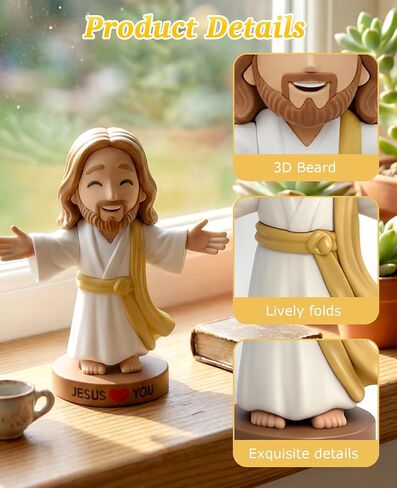 4" Little Jesus Loves You Figures for Car Dashboard, Mini Jesus Tiny Figurines for Christian Car Decor in Saudi Arabia