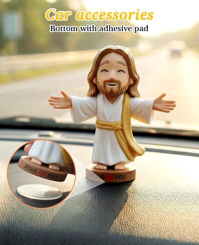4" Little Jesus Loves You Figures for Car Dashboard, Mini Jesus Tiny Figurines for Christian Car Decor in Saudi Arabia