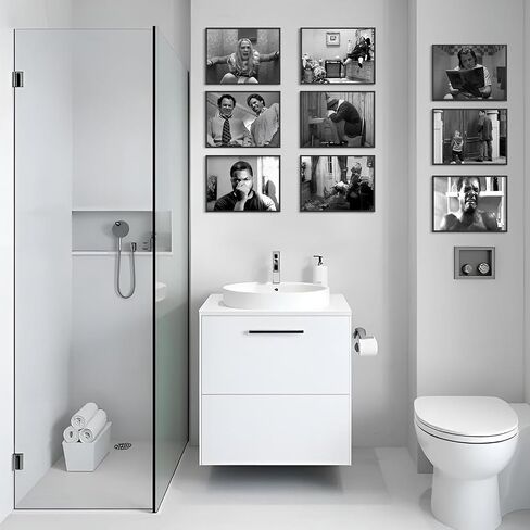 9 Pcs Funny Bathroom Wall Art Vintage Dumb and Dumber Comedy Movies Paintings Prints Posters Black and White Funny Humor Smell Canvas Wall Decor for Toilet Restroom Home Decor 8x10inch Unframed in Kuwait